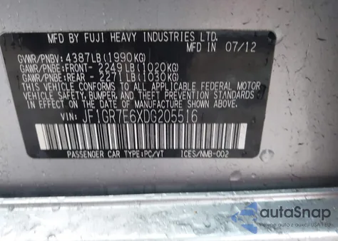 2013 Subaru Impreza Wrx Premium z USA, uszkodzony, nr VIN JF1GR7E6XDG205516